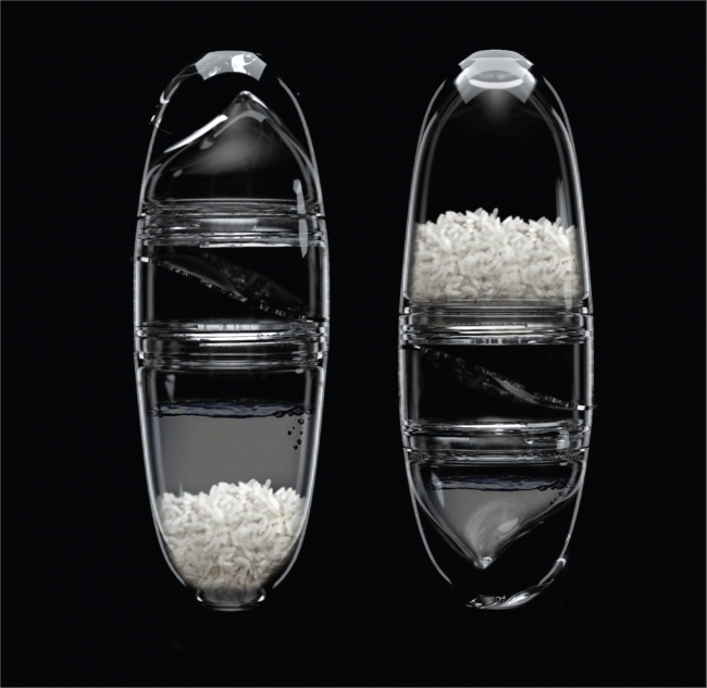 米粒の形をした容器