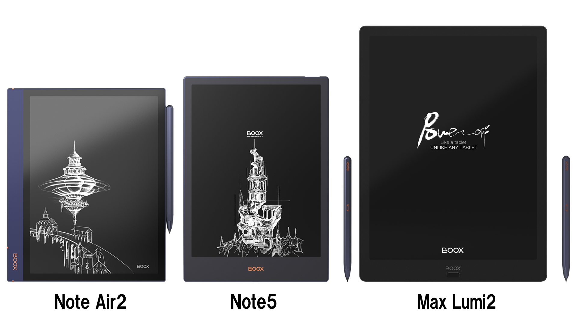 BOOX Note Air2（ブークスノートエア2）」、「BOOX Note5（ブークス