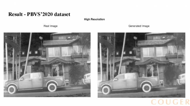 左：高解像度で撮影されたオリジナル画像、右：AIが低解像度画像から生成した画像