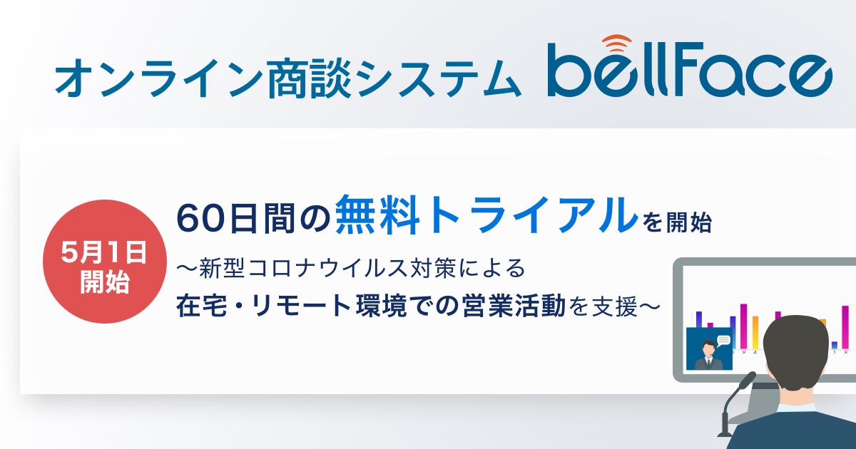 オンライン商談システム「bellFace(ベルフェイス)」60日間の無料トライアルを開始