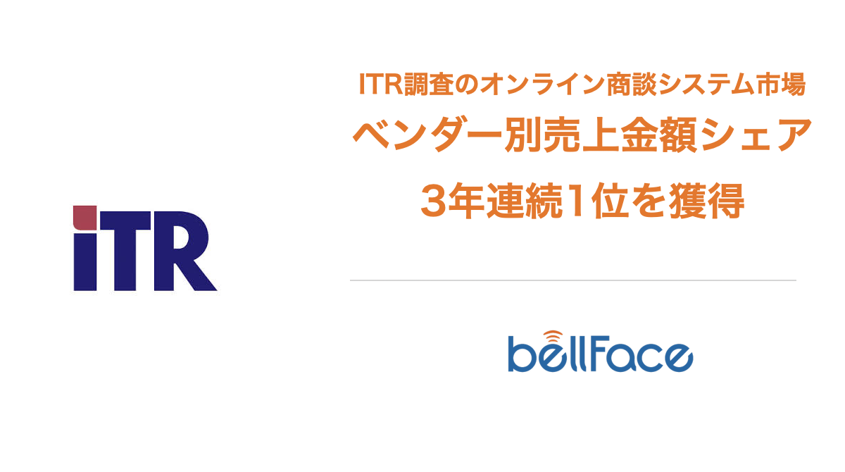 bellFaceがITR調査のオンライン商談システム市場:ベンダー別売上金額シェアで3年連続1位を獲得