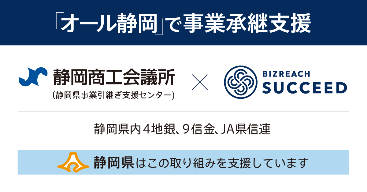 オール静岡 で静岡県内の事業承継を支援すべく 日本初の取り組み 静岡商工会議所 静岡県事業引継ぎ支援センター ビズリーチ サクシードが連携してm Aマッチングを促進 Visionalのプレスリリース