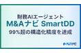 財務AIエージェント『M&Aナビ SmartDD』　独自開発の構造化エンジンによって、元帳などを含むPDF財務資料の構造化精度99%超を達成