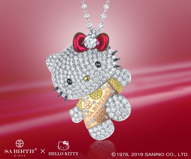 AHKAH Hello Kittyのスペシャルコラボネックレス　ダイヤ入りK18PlatedSilve