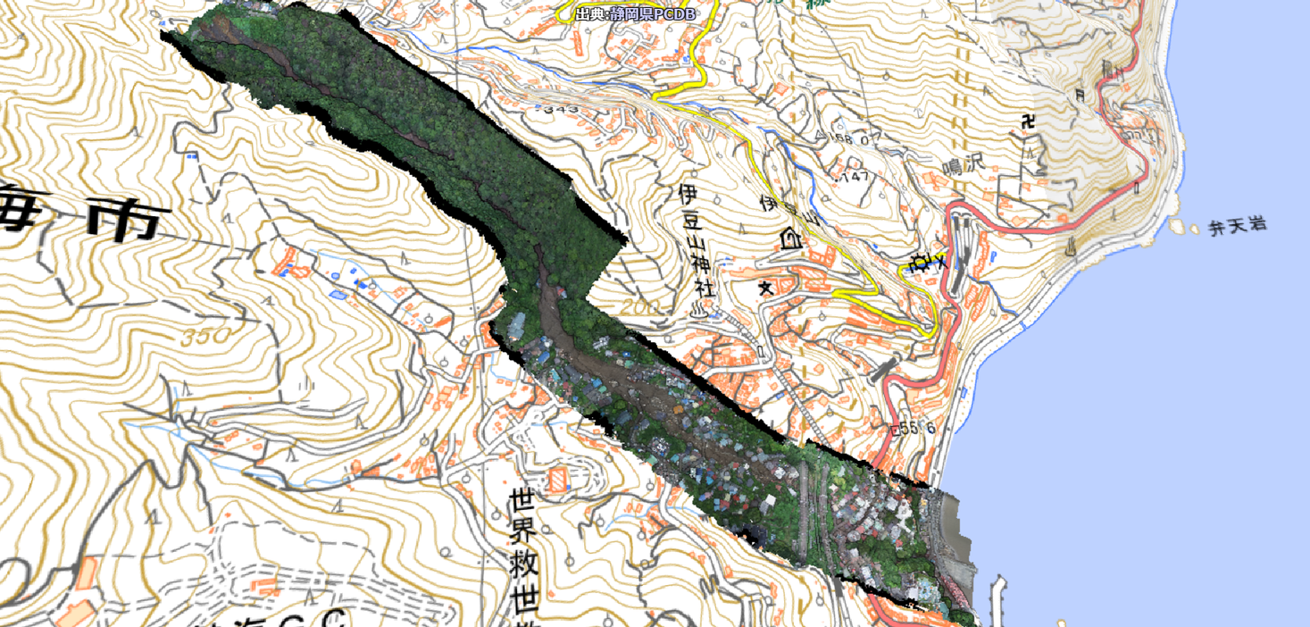 熱海市土石流災害現場の3次元点群データをWeb上で閲覧できる3D空間ソリューションを開発。動画から3Dモデルの生成も