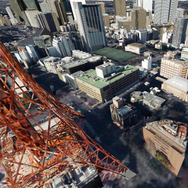 図1：GeoCloudで3D都市モデル LOD2を表示