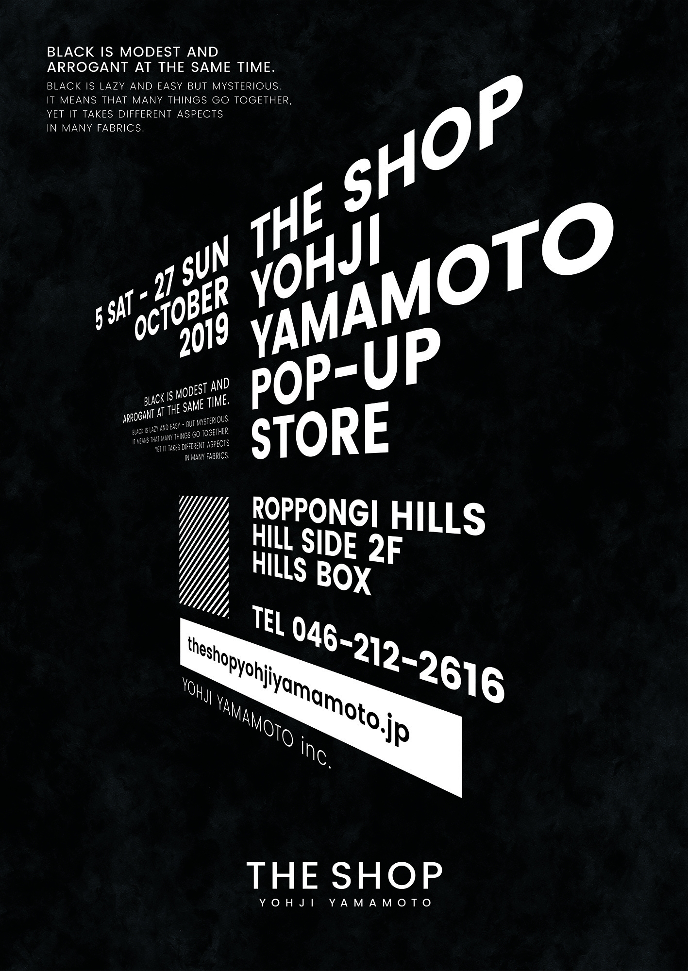 THE SHOP YOHJI YAMAMOTO feat. S'YTE」 POP UP STORE @ HILLS BOX