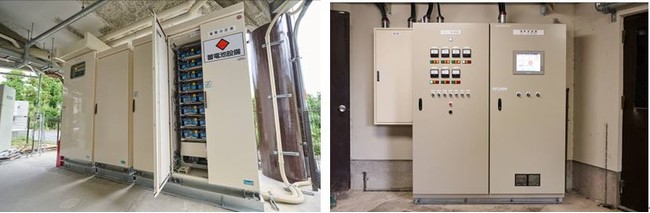 左：蓄電池システム、右：エネルギーマネジメントシステム（Y-EMS）