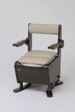 排泄介護用品 家具調ポータブルトイレ「座楽」ひじ掛けはね上げタイプ