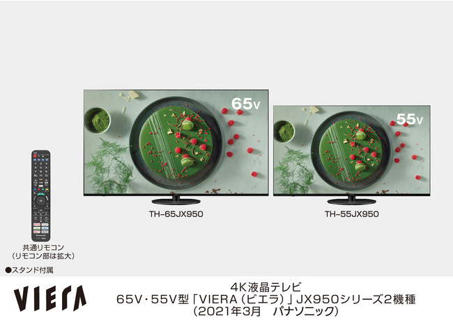 4K液晶テレビ 65V・55V型「VIERA（ビエラ）」JX950シリーズ2機種