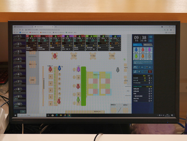 来店MAP画面。お客様の滞在時間や在席状況、ドリンクの提供からの経過時間などを管理・確認が可能。