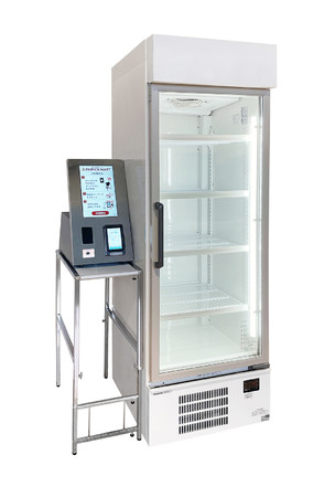 「セルフレジ決済型冷蔵・冷凍スマートショーケース」設置イメージ（冷蔵1ドアタイプ）