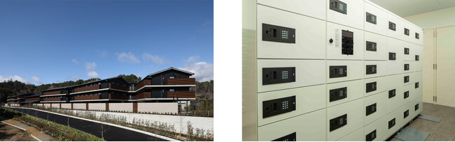 左：京都産業大学 本山寮、右：本山寮へ納入したマルチロッカー