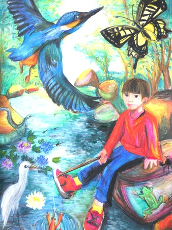 【優秀賞】「ぼくのひみつの池」清水 新太さん(6年生) 【優秀賞】「ぼくのひみつの池」清水 新太さん(6年生)