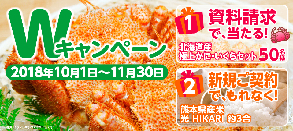 資料請求で当たる 新規ご契約でもれなく 秋を満喫 こだわりの厳選食材をプレゼント 北海道産極上カニに 熊本県産hikari Sbiいきいき少額短期 保険株式会社のプレスリリース