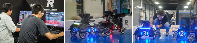 各チーム独自で開発したロボットで３対３の試合を行います。