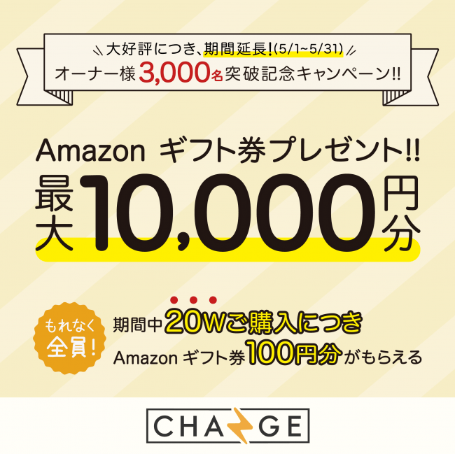 最大10 000円分のamazonギフト 券プレゼント Changeオーナー3 000名突破記念キャンペーンを延長 スマホで買える太陽光発電所change チェンジ 株式会社チェンジ ザ ワールドのプレスリリース