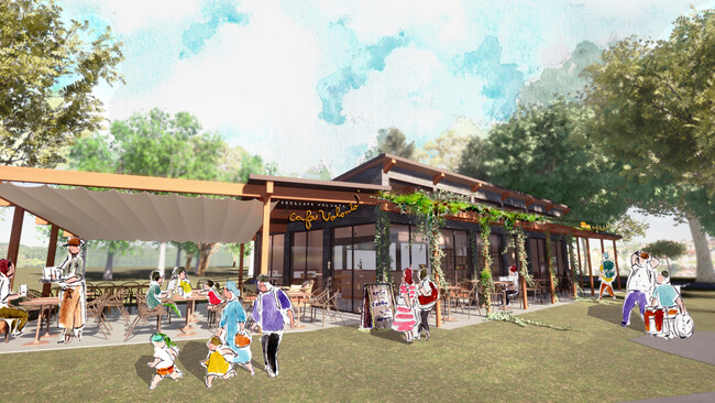滋賀県営公園のPark-PFI制度を活用した新施設「カフェ ボロンタ」外観イメージ（2023年春オープン予定）