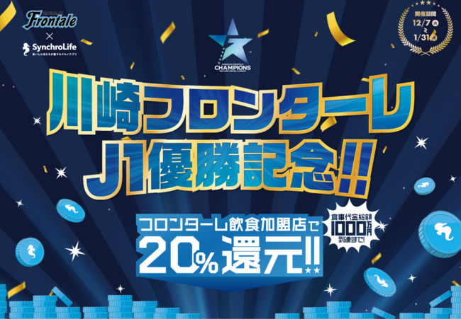 飲食店マーケティングdxによる 地域密着スポーツチーム運営シンクロライフ 川崎フロンターレ J1リーグ優勝記念 メシアガーレ川崎 優勝還元セール 実施 株式会社ginkanのプレスリリース