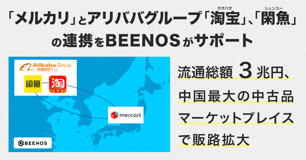 メルカリ とアリババグループ 淘宝 タオバオ 閑魚 シェンユー の連携をbeenosがサポート Beenos株式会社のプレスリリース