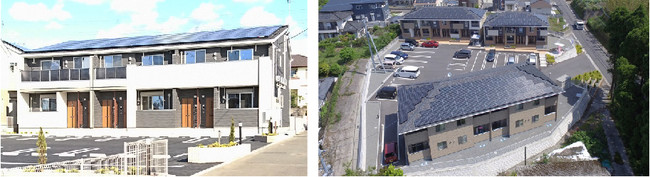 【左】２０１７年１１月に完成した日本初のＺＥＨ賃貸住宅 【右】当社が供給・管理するＺＥＨ賃貸住宅イメージ