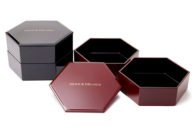 六角二段重 総黒ツヤ内黒/銀朱八分ツヤ内黒 六角二段重 総黒ツヤ内黒/銀朱八分ツヤ内黒