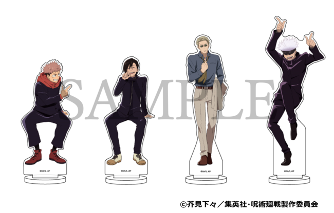 キャラアクリルフィギュア（全19種）各1,870円　別売の「背景アクリルボード&オブジェクトセット（7,700円）」と組み合わせることでジオラマとしてイラストを再現することが可能です。