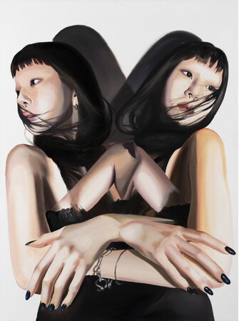 Mask Split 2024, oil on canvas 130×97cm