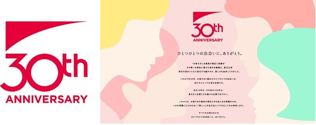 左）創立30周年ロゴ　右）創立30周年記念サイトのイメージ
