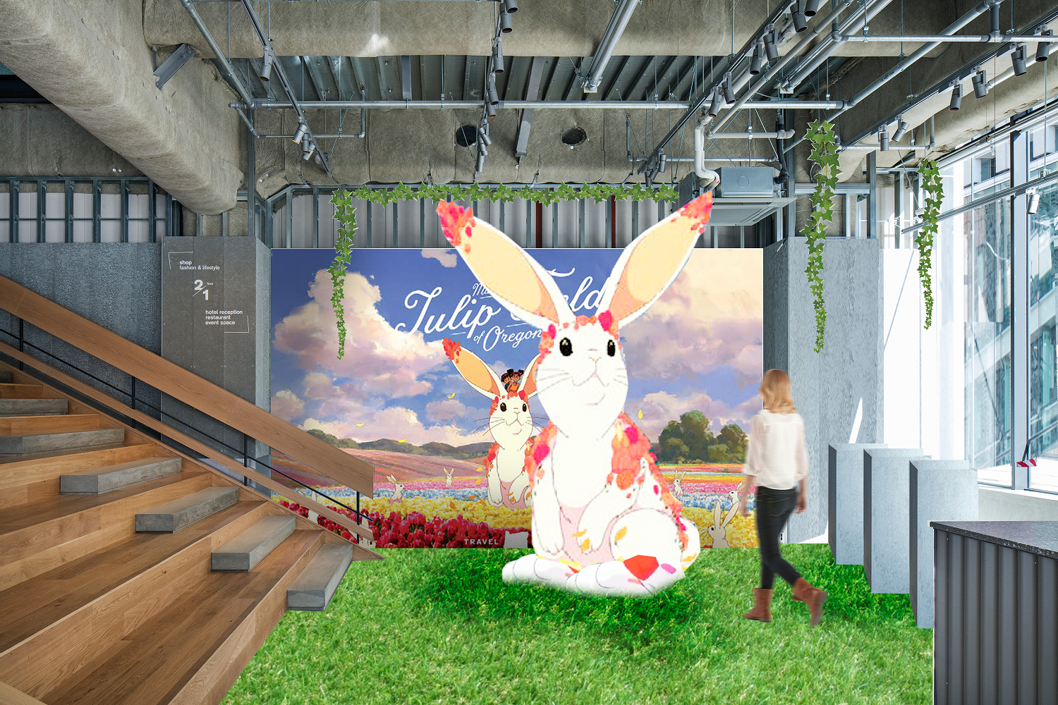 渋谷に巨大ウサギ登場 Only Slightly Exaggerated オレゴンで魔法のような体験を アメリカ オレゴン州観光局によるpop Upイベントを開催 株式会社ストライプインターナショナルのプレスリリース