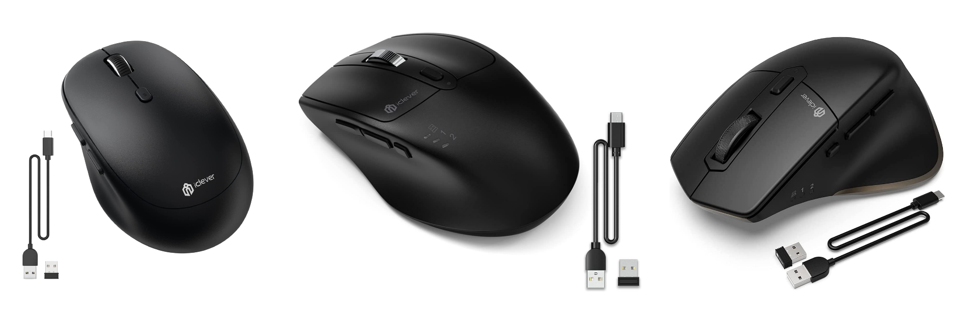 ○手数料無料!! iClever ワイヤレスマウス デュアルモード 無線マウス Bluetooth type-C充電式 マウス 2.4GHz 静音  7鍵ボタン
