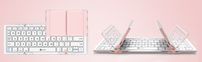 新発売 女性向け折りたたみキーボード Iclever Bk 03ピンクローズ色