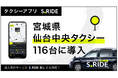 タクシーアプリ「S.RIDEⓇ」、仙台中央タクシー116台にサービス導入