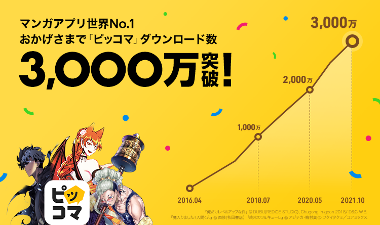 電子マンガ ノベルサービス ピッコマ が累計3 000万ダウンロードを突破 3000万人の選ぶ この5年半で 最も読まれている作品 は 株式会社カカオピッコマのプレスリリース