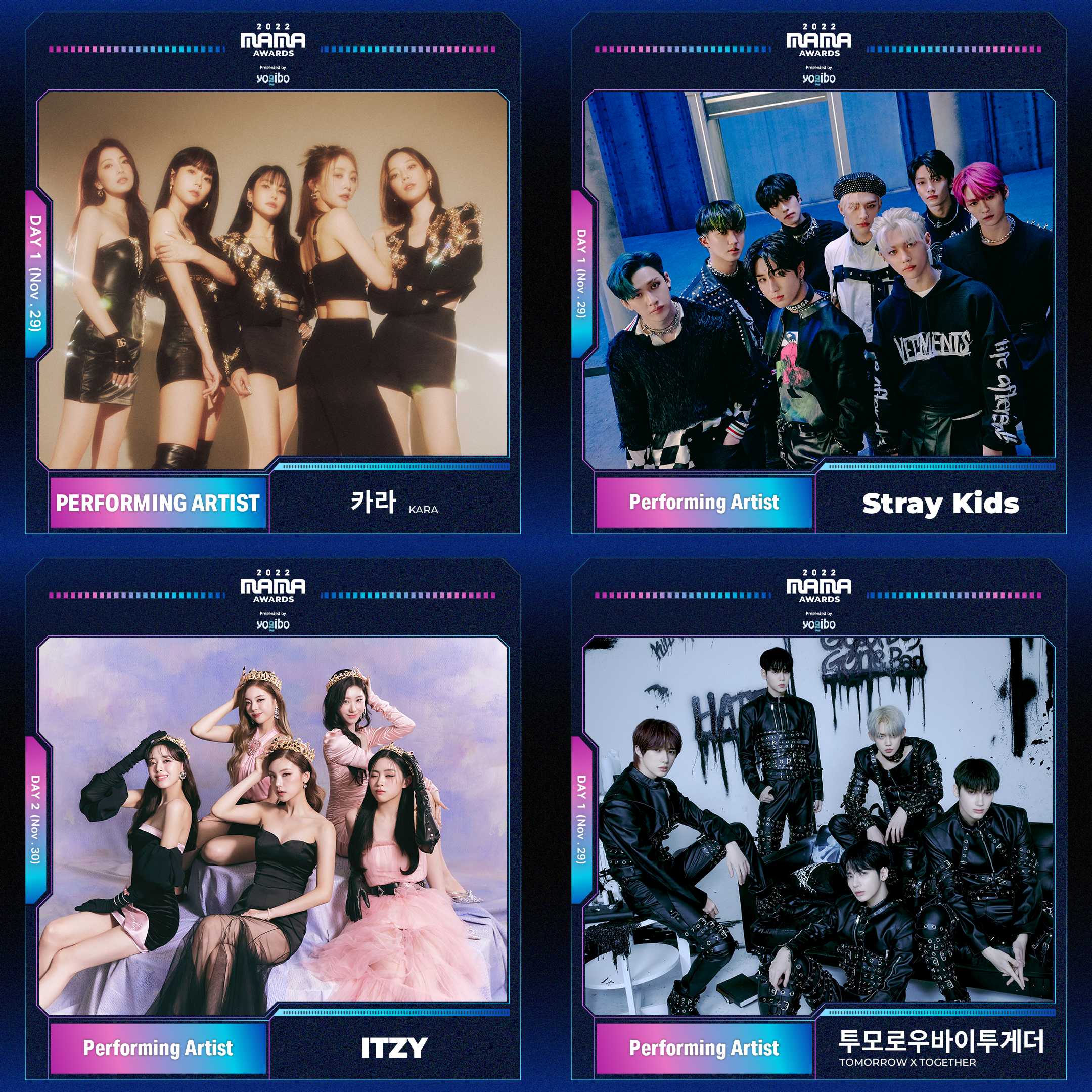 22 Mama Awards パフォーマンス内容公開 Kara Stray Kids Itzy Tomorrow X Together ヒット曲メドレーから新曲初公開まで Mnetのプレスリリース