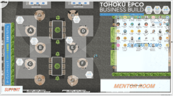 バーチャルオンラインにて開催した「TOHOKU EPCO BUSINESS BUILD DAYS」(oViceを使用)