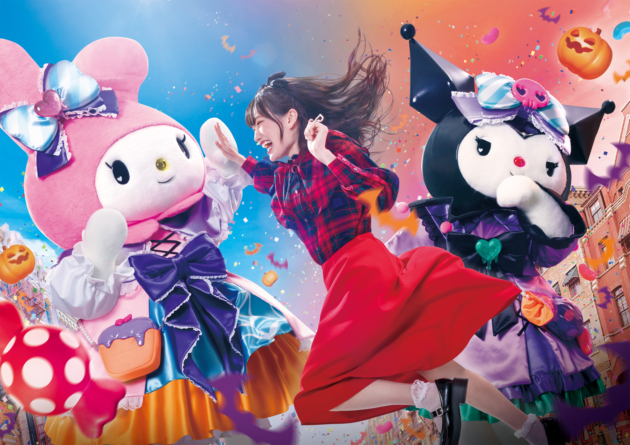 新品タグ付き USJ ハロウィン マイメロ&クロミ カチューシャ-