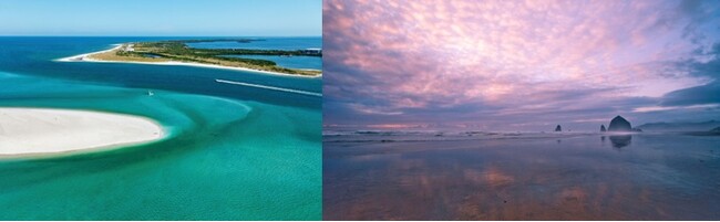 (1) St. Pete, Florida (2) Cannon Beach, Oregon 写真提供： (C)VisittheUSA.com