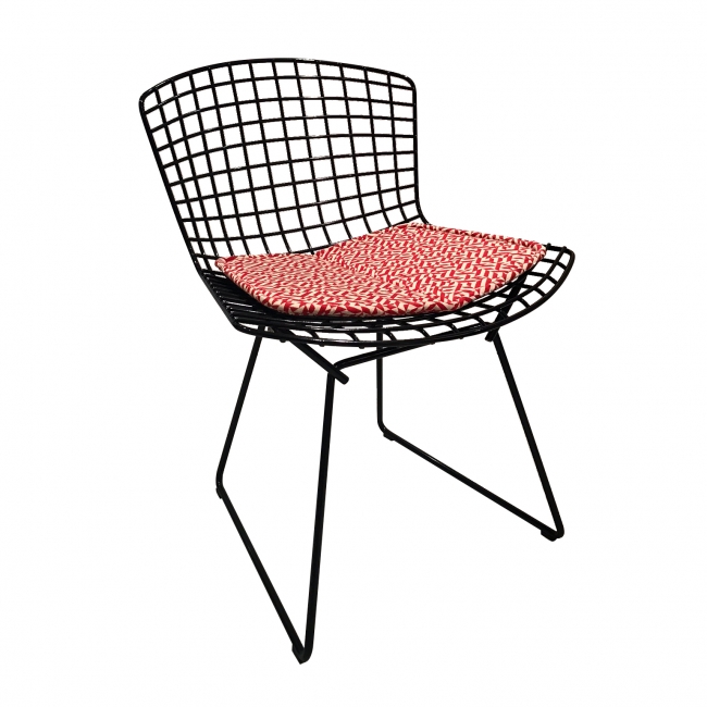 Bertoia Side Chair with seat pad Eclat Weave by Anni Albers