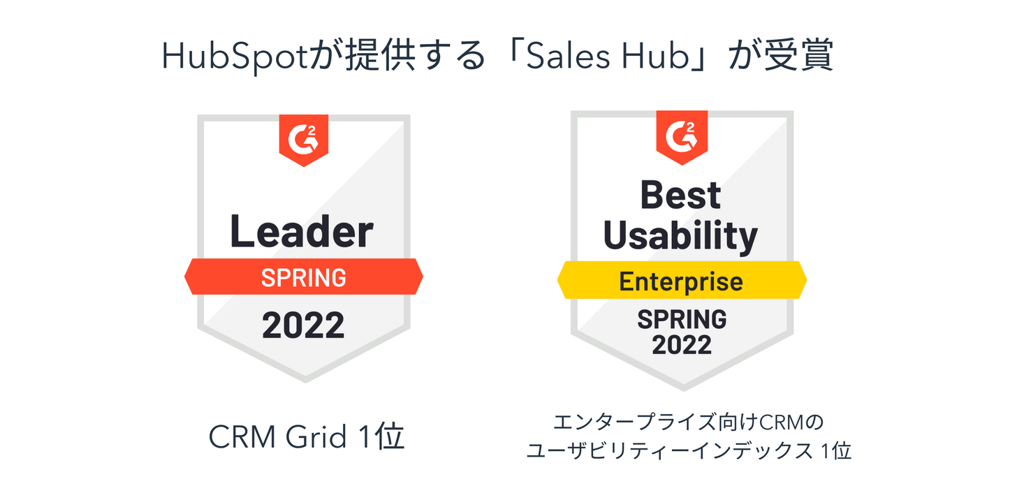 HubSpotの営業支援ソフトウェア「Sales Hub」が、G2の2022年春季 CRM Gridレポートで1位に選出｜HubSpot Japan株式会社のプレスリリース