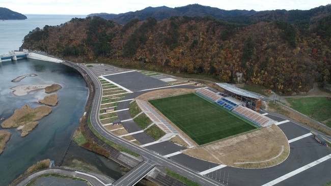 2019年ラグビーワールドカップ日本大会の会場の一つとして使用された「釜石鵜住居復興スタジアム」。写真釜石市提供