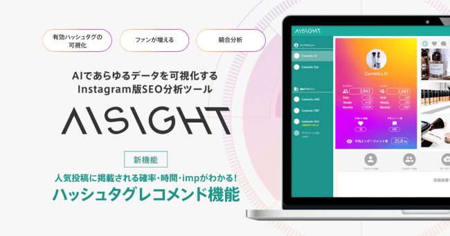 Instagram版seo分析ツール Aisight アイサイト に 人気投稿に掲載されるハッシュタグ のaiレコメンド機能を新たに追加 Aiq株式会社のプレスリリース