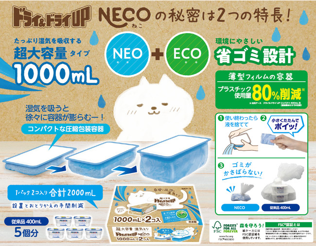 ドライ＆ドライＵＰ ＮＥＣＯ（ねこ）』新発売｜白元アース株式会社のプレスリリース