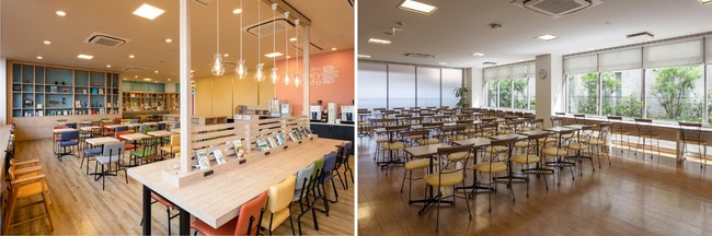 （左）コンフォートホテル浜松　Comfort Library Cafe　｜　（右）コンフォートホテル刈谷　ラウンジスペース