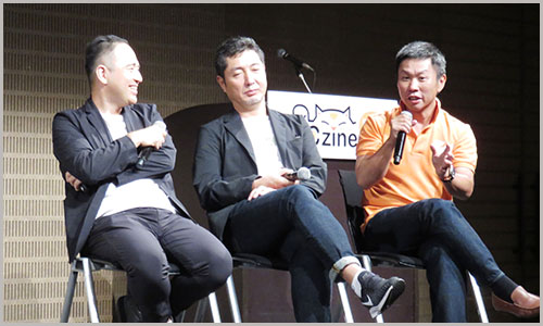 左からコメ兵の藤原氏、ジュンの中嶋氏、代表の山崎