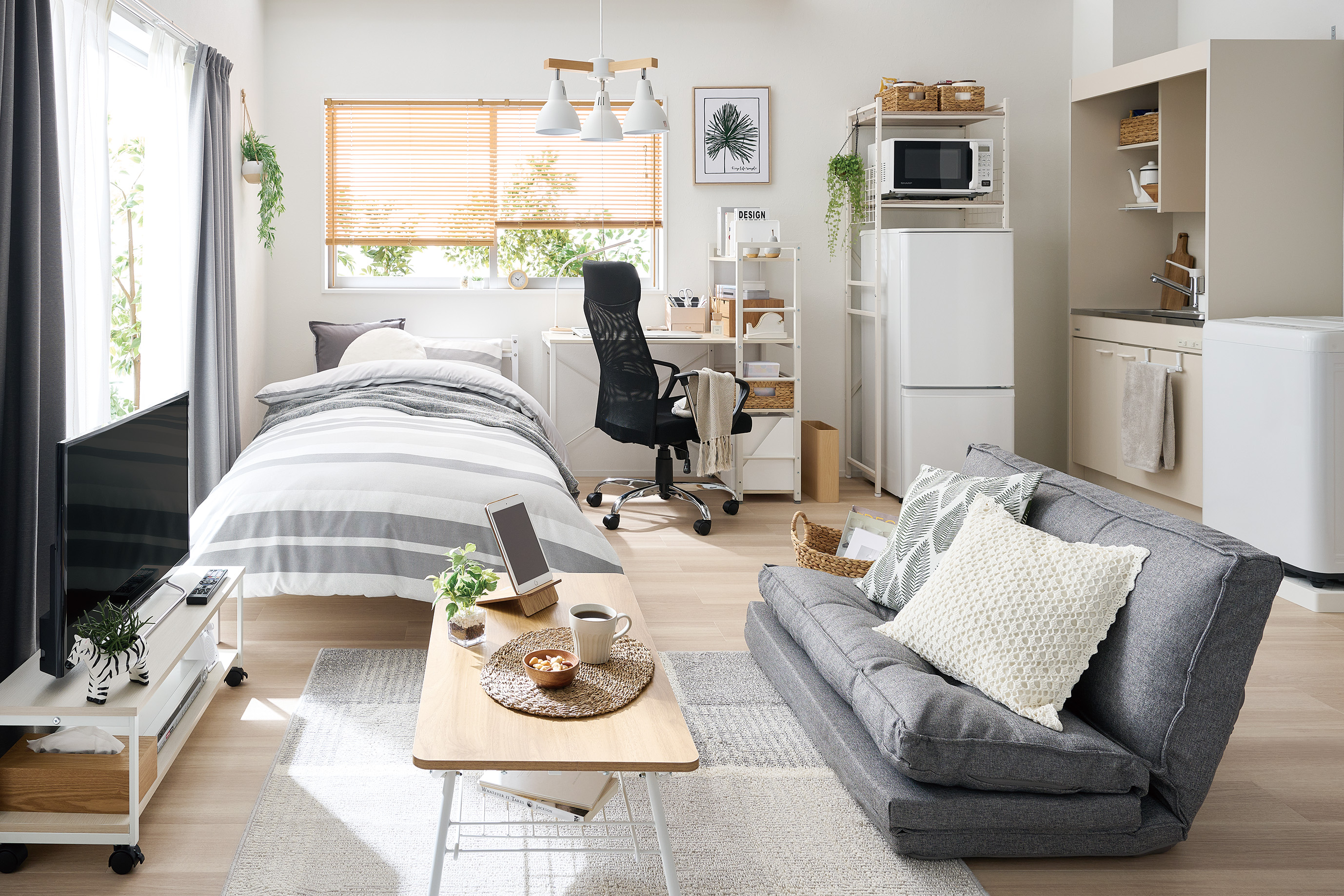 ニトリ 一人暮らし4点セットブラック2022