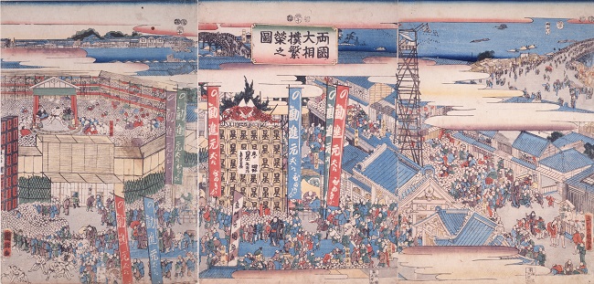 両国大相撲繁栄図 歌川国郷 画 1847-1852年（弘化4-嘉永5） 東京都江戸東京博物館所蔵