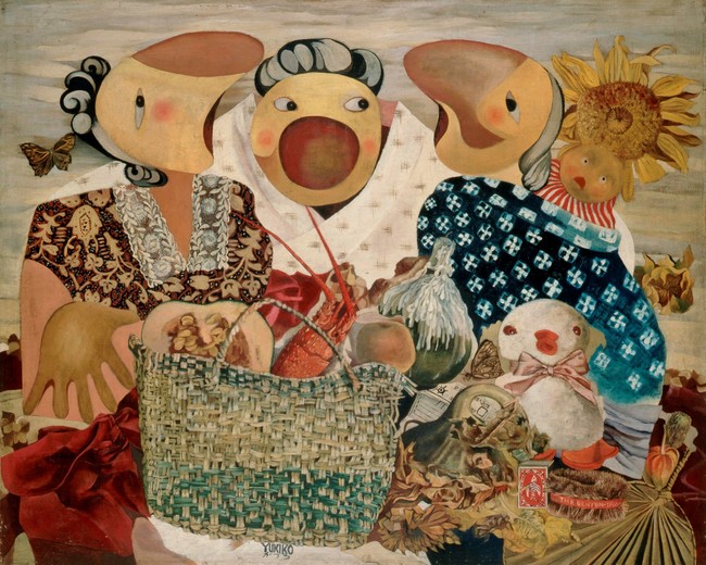 桂ゆき 《ひまわりの咲く午後》 1948年 油彩、カンヴァス 茨城県近代美術館蔵　