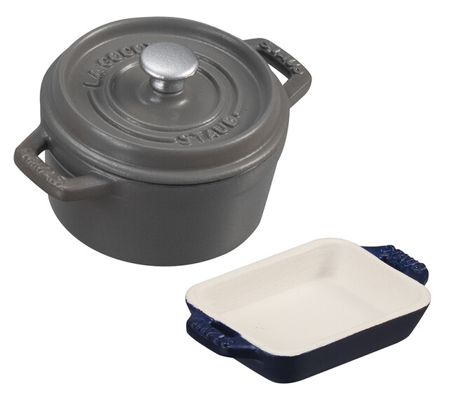 2.ピコ・ココット ラウンド(グレー) &レクタンギュラーディッシュ(グランブルー) 2.ピコ・ココット ラウンド(グレー) &レクタンギュラーディッシュ(グランブルー)