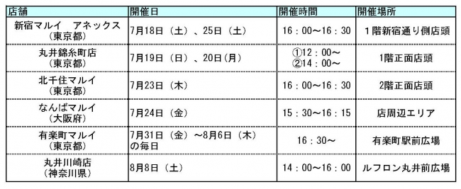 ※7月16日現在。予定は予告無く変更になる場合がございます。